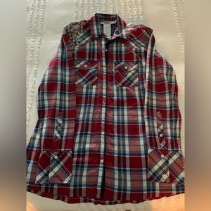 Disney Plaid Cowboy Shirt Ladies Size Med In Great Condition Worn One Time